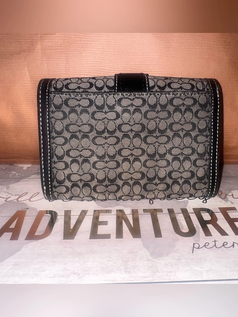 Vintage Coach SoHo Black Signature Jacquard Wallet with Buckle Detail!